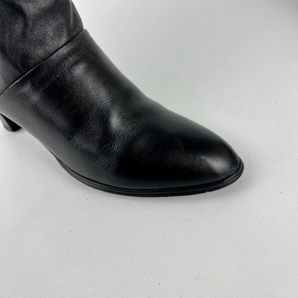 Joyce Vintage Womens Narrow Black Leather Tall Heeled Boots Vtg 80s size 7N - Picture 10 of 16